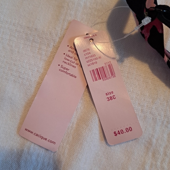 Cacique women's bra 38C hipster 18/20 both NWT, black & pink animal print - Picture 6 of 7